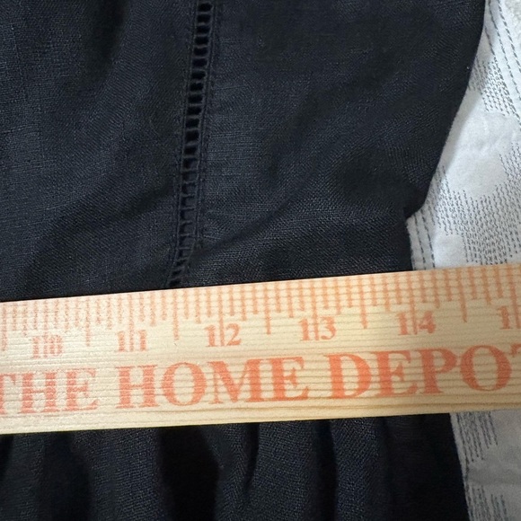 Madewell Sleeveless Wide Leg Black Linen Jumpsuit. Shirred elastic back. Pockets - Picture 12 of 16